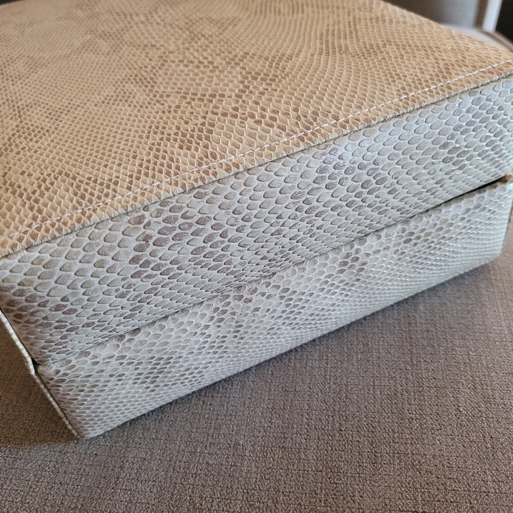 Taupe Faux Leather Travel Jewelry Box with Mirror